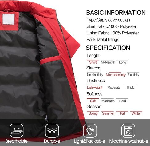 سترة كريسونو النسائية المنتفخة خفيفة الوزن بأكمام قصيرة وقابلة للتعبئة in Kuwait