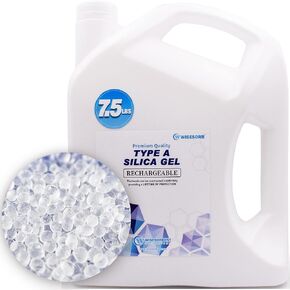 7.5 LBS Reusable Pure White Silica Gel Beads, Rechargeable Dessicant Dehumidifiers Desiccant Moisture Absorber