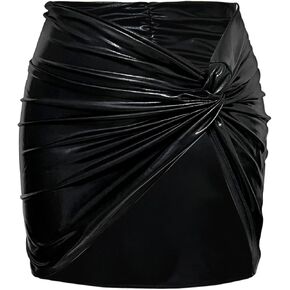 Metallic Swimsuit Sarong Mini Skirt for Women - Sexy Rave Bikini Beach Cover-up Swim Short Wrap Swimwear Bathing Suit