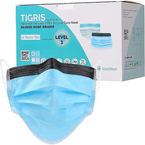 50PCs Tigris Advanced Ear-Loop 3Ply Face Mask Blue Level 3 Individually Packed Foam Padding
