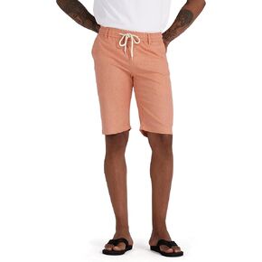 1PA1 Men's Slim Fit Linen Cotton Shorts Elastic Waist with Drawstring