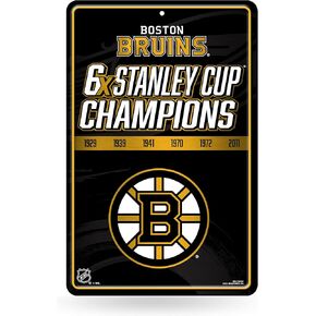 Rico Industries NHL Boston Bruins Champ Large Metal Sign 11" x 17" Large Metal Home Décor Sign