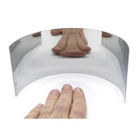 EISCO Plane Half Cylinder Concave Stainless Steel Mirror for use with Ray Box - 6.25" x 2.875" - 1mm Thick Approx.