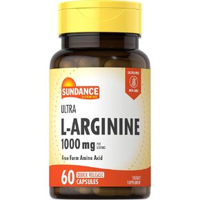 L-Arginine 1000mg | 60 Capsules | Free Form Amino Acid Supplement | Non-GMO and Gluten Free | by Sundance