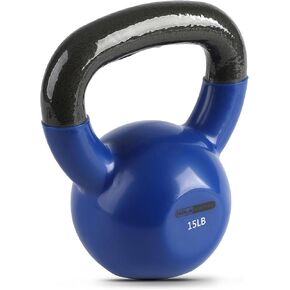 HolaHatha Solid Cast Iron Workout Kettlebell Home Gym Equipment with Vinyl Coated Finish and Textured Steel Handle for Strength Training