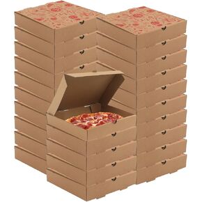 Rocutus Pizza Boxes,25 Pack Kraft Corrugated Pizza Boxes Pizza Containers Food Delivery Boxes,Take Out Containers Gift Packing Boxes Takeaway Mailing Shipping Storage Boxes (Red)