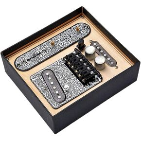 Alnicov 6 Strings Saddle Bridge Plate, 3 Way Switch Control Plate, Neck Pickup Set for Fender Telecaster Electric Guitars Replacement Parts