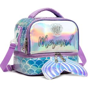 Kids Lunch Bag Insulated Bento Cooler Bag Two compartments Cooler for Boys and Girls with Adjustable Strap Travel Lunch Tote