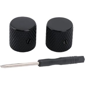 Musiclily Pro 6mm Steel Knurled Flat Top Barrel Knobs with Set Screw for Telecaster Electric Guitar or Precision Bass, Chrome (Set of 2)
