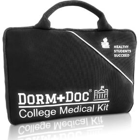 175 Piece Emergency First Aid Kit for College Students - Dorm Room Medical Kit with OTC Medicines and Bandages - Health Kit in Compact Zipper Case for School, Sports, Vehicle and Travel Blue