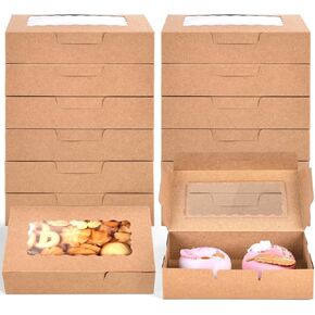 JOHOUSE 20PCS White Cookie Boxes with Window, Bakery Boxes Treat Boxes for Weddings Birthdays Parties Bridal Showers 7"x4.3"x1.5"
