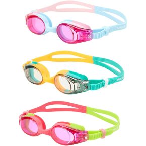 Hurley Kids Swim Goggles - 2 Pack/3 Pack No Leak Anti Fog Sun Protect Goggles - Ultrafit Kids Goggles for Swimming (Ages 3+)