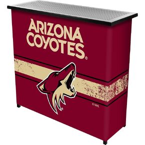Trademark Global Portable Bar - Arizona Coyotes Logo Indoor or Outdoor Collapsible Home Bar - 2-Shelf Table for Parties, Garage, or Man Cave