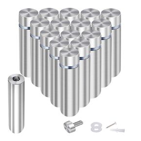 Osring 3/4" Dia x 2 2/5" L Standoffs Screws for Acrylic, Silver Sign Standoff Wall Mounts Hardware 16 Pack, Stainless Steel Stand Off Holder for Glass Board and Signage