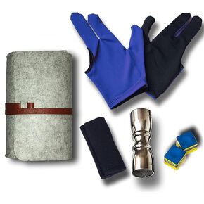 Tai ba cues Pool Stick Accessories Kit [ Shaper, Scuffer, Tip Pick 3 in one Tool + Shaft Cleaner Tool + 3 Fingers Show Gloves 2pcs + Chalk 2pcs ] Great for Your Billiard Cue Care