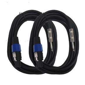 الصوت الزلزالي - SASPT14-100-2Pack - زوج من كابل مكبر الصوت بطول 100 قدم إلى 1/4 بوصة PA DJ - 2 موصل - 14 مقياس