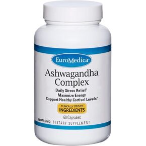 Euromedica Ashwagandha Complex - 60 Capsules - Clinically Studied Ashwagandha & Rhodiola - Energy, Focus & Concentration - Non-GMO - 60 Servings