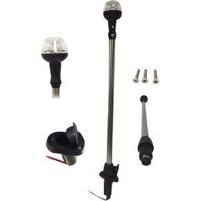 Pactrade Marine Boat 25" LED All-Around Stern Pole Light w/Base USCG 2NM for Pontoon, Sport and Fishing Boat