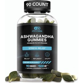 Ashwagandha Gummies 1500mg - Stress Relief, Immune Support, Calm Mood & Increased Energy - Ashwagandha Supplements for Men & Women - Natural Strawberry Flavor (90 Count)