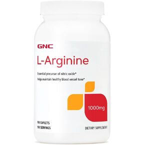 GNC L-Arginine 1000mg, 180 Caplets, Increases Nitric Oxide Production