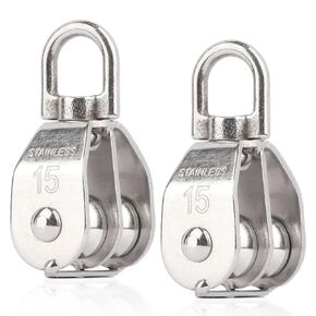 M25 Double Pulley Snatch Block Lifting Crane Swivel Hook, 304 Stainless Steel