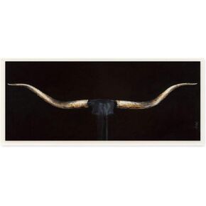 Stupell Industries Bull Horns Shadow Black Brown Animal Painting, Design by Third Wall Art, 10x24, Canvas