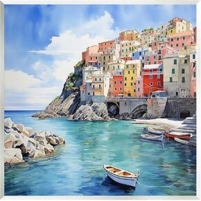 لوحة فنية جدارية من Stupell Industries Cinque Terre Port من LSR Design Studio