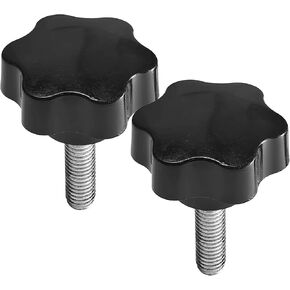 M10 Male Thread 25mm Length Thread 6-Star Shaped Head Knob Plum Hex Shaped Grips Star Knob (2 Pack)