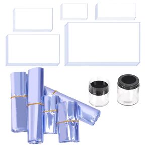 Tanstic 400Pcs PVC Shrink Wrap Bags Set, 5 Sizes Clear PVC Heat Shrink Wrap Bags Heat Shrink Bags for Soap, Small Gifts, Candles, Homemade DIY Projects
