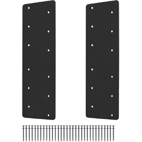 2 Pcs 16.9"x12" T Post Bracket,T Flat Mending Plate with Black Powder-Coated Joining Brackets, Connecting Brackets, T Shape Strap Plate Fit 4x4,6x6 for Repair House,Furniture,Pavilion,Truss framing