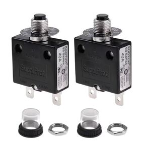 40 Amps Thermal Circuit Breaker, Thermal Overload Protector Push Button Manual Reset Circuit Breaker 32V DC 125/250V AC 40A 2 Pcs