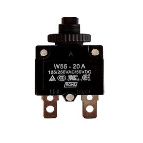 Thermal Circuit Breaker, Push Button Overload Protector AC 125/250V 20A Power Entry Thermal Overload Protector Circuit Breaker (20A)