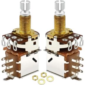 2pcs B500K Push/Pull Electric Guitar Pots Linear Taper Potentiometers Switch, Long Split Brass Shaft
