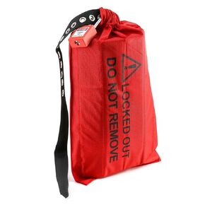 QWORK Electrical Plug Lockout Lock Bag, Safety Plug Lockout Tagout Bag for Oversized Electrical Plug and Hoist Control, 10 x 17 in, Red, 4 Pack