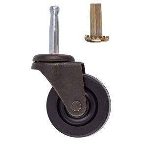 Antique Brass Caster with Rubber Wheel | 2" Wheel Diameter | Stem Caster Wheels for Table, Sofa, Chest, Dresser, Cabinet, Cart, Chair | Vintage Furniture Rollers | UA-323-CWR (4)