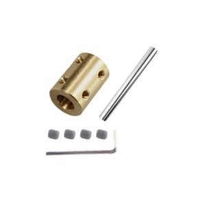 CHANCS Motor Shaft Rigid Brass Sleeve Coupling 7mm to 7mm 100MM Long Steel Shaft Diameter 7mm Bore Rigid Coupling Set Screw Motor Accessories for DIY Parts