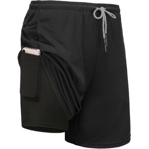 1/4 Pack Mens 2 in 1 Running Workout Shorts with Liner,Gym Athletic Quick Dry Sport Shorts with Pockets