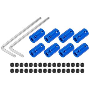 MECCANIXITY 4mm to 6mm Bore Rigid Coupling 20mm Length 14mm Dia M4 Aluminum Alloy Shaft Coupler Connector for 3D Printers DIY Car Boat Navy Blue, with 6pcs Coupling, 24pcs Screws, 2pcs Wrench