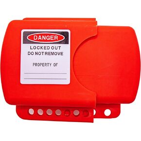 TRADESAFE Adjustable Flanged Ball Valve Device - Red Lockout Tagout Valve Lock for 2 inch to 4-1/2 inch Flange Ball Valve, Adjustable Gas, Oil, or Water Valve Lock, Premium Grade Polypropylene