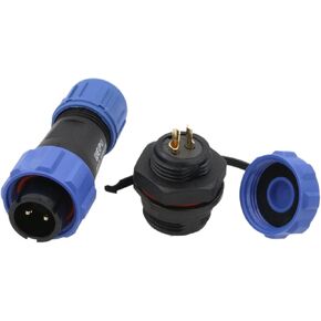 SP13 2 Pin Waterproof Electrical Connector, Male Female Cable Plug Panel Mount Socket, IP68 Aviation Circular 13A 250V for Outdoor AC DC Power