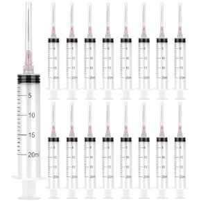 24 Pack Disposable 20ml/cc Syringes with Needle 18G 1.5", Sterile Measuring Syringe Tool Individually Packaged for Scientific Labs, Epoxy Resin, Craft, Machine Oil, Ink or Glue Applicator