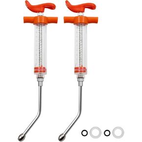 2 pcs Reusable Goats Syringe for Goat, 2 Drench Nozzle Adjustable Dosage Drench Gun Syringe for Sheep ( Orange 20ML)