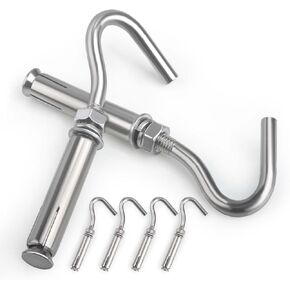 AccEncyc M6 Concrete Wall Hook 304 Stainless Steel Expansion Hook 6 Pack Ring Lifting Expansion Eyebolt Bolt Screw with Ring Heavy Duty Concrete Hook for Indoor, Outdoor (Closed Hook)