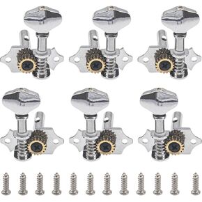 6Pcs Yootones Guitar Tuning Pegs Machine Heads 3R3L Compatible with Classical Guitar Bass Ukulele (Silver)