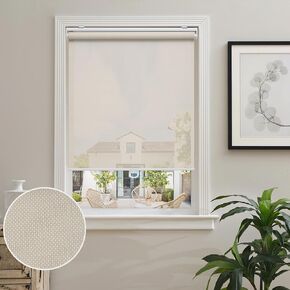 Cordless Roller Shades for Windows Light Filtering Shades with 5% Openness Solar Screen Semi Sheer Roller Blinds UV Protection for Office and Home. Easy to Install 24" W x 72" H (White)