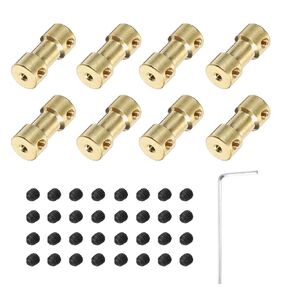 MECCANIXITY 8pcs 4mm to 5mm Brass Shaft Coupling Joint Connector with Screws and Hex Wrench Flexible Motor Shaft Coupler for Car Wheels Tires Shaft Motor