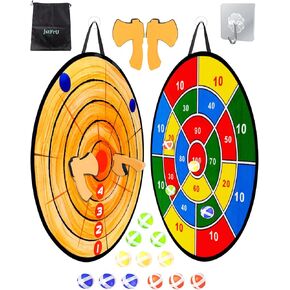 Foam Axe Throwing Game Set,26 inch Large Dart Board,Indoor Outdoor Target Game,Includes a 26 Inch Double-Sided Easy Fold Target,2 Foam Axes,12 Sticky Balls,a Carry Bag,2 Hooks