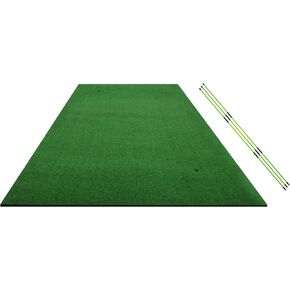 BalanceFrom Golf Hitting Mat with 3x Alignment Sticks, 5 x 3 Feet, 5mm or 15mm Thick Base Commercial Grade Synthetic Turf, No Rubber Tees Included