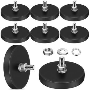 16Pack Rubber Coated Magnets, 30LBS Rubber Coated Neodymium Magnets with M5 Magnetic Assembly Base for Light Bar Mirror Camera Tool(1.69 Inch)