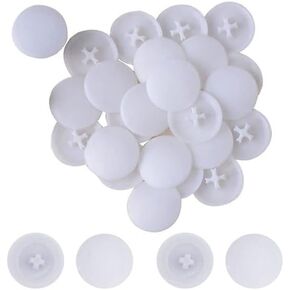 100 Pcs White Easy to Install Screw Cap Covers Assortment Kit, Plastic Self-Tapping Caps Hole Covers for Phillips Screws Head, Cabinet, Decoration Tapping Fasteners(17MM)，Medium